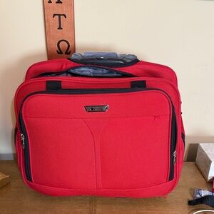 Red under seat Travel Bag with 2 wheels